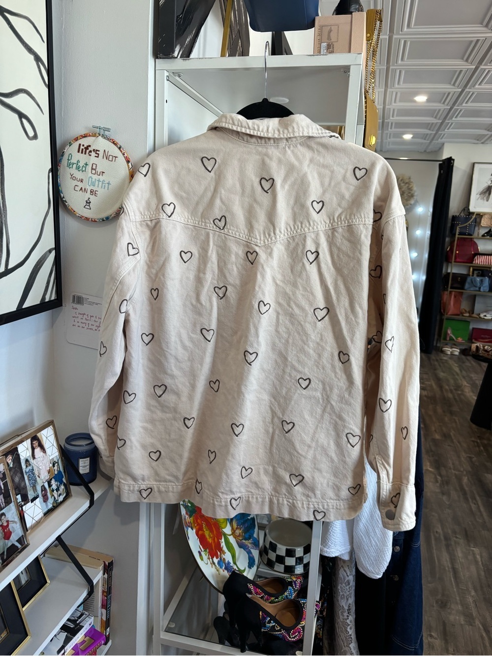 Universal Thread Cream Heart-Print Button Jacket - Picture 4 of 4